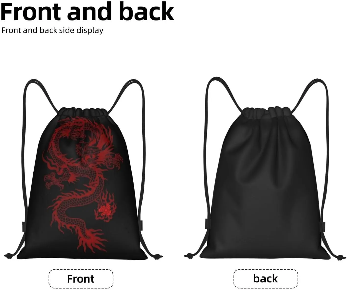 Cool Dragons Drawstring Bags Sports Bags Drawstring Backpack for Women Men Beach Yoga Swimming