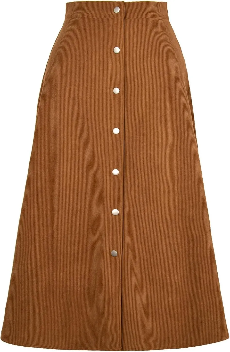 COTECRAM Corduroy Skirt Women Trendy Fall Winter High Waist Button Down A-Line Midi Skirts Dressy Casual Work Office Dresses