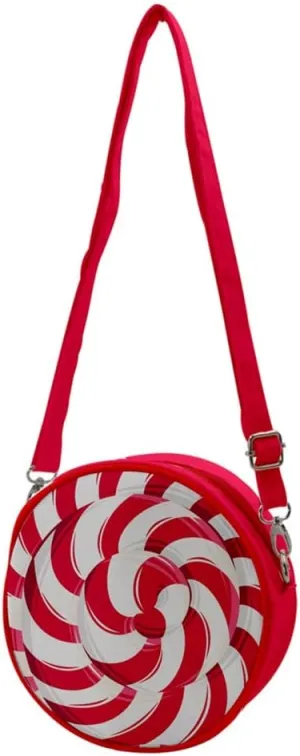 CowCow Women's Makeup Bag Travel Bag Organizer Travel Accessories Red Candy Twirls Crossbody Circle Bag