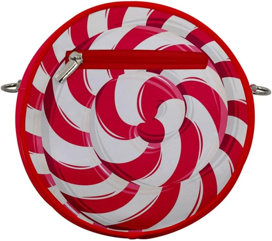 CowCow Women's Makeup Bag Travel Bag Organizer Travel Accessories Red Candy Twirls Crossbody Circle Bag