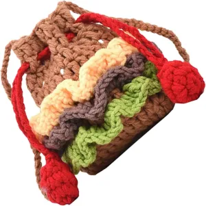 Crochet Woven Bag Hamburger Style Purse Wallet for Outdoor Use for Everyday Essentials and Accessories