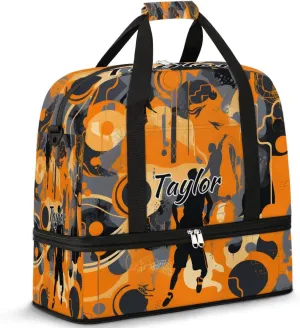 Customized Gym Bag for Women, Personalized Sports Theme Travel Duffel Bag with Name, Sports Weekender Overnight Bag with Shoes Compartment for Men Travel Yoga