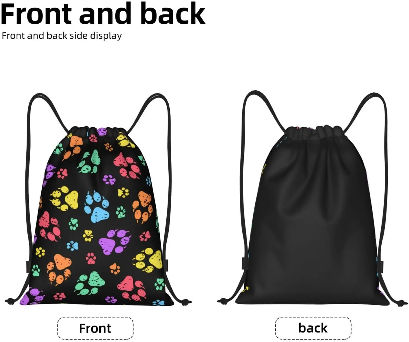 Cute Dog Paw Print Drawstring Backpack Adjustable Bag Sackpack Paws Bags for Gym Shopping Sport Yoga