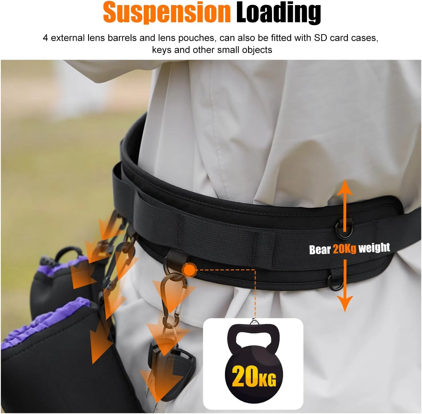 Cwatcun Multi-Function Camera Waist Belt, Outdoor Breathable Adjustable Camera Waist Strap for Photography Accessories