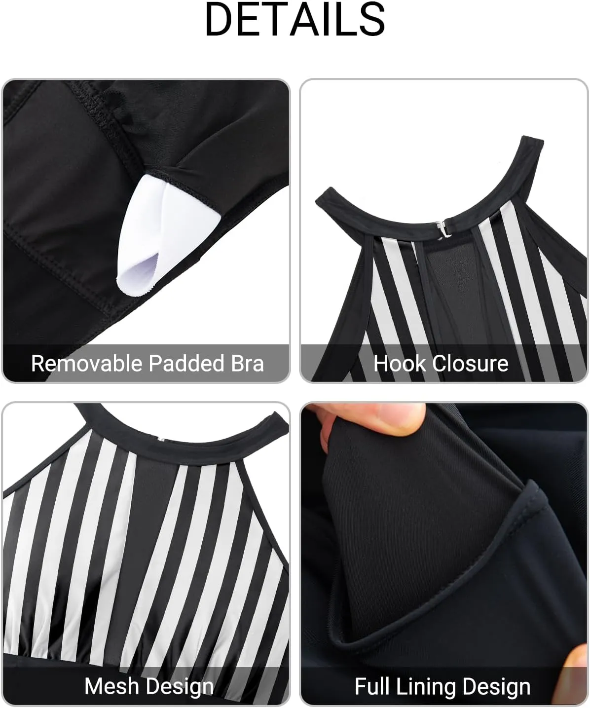 Daci Plus Size One Piece Swimsuit for Women High Neck Plunge Mesh Cut Out Bathing Suits