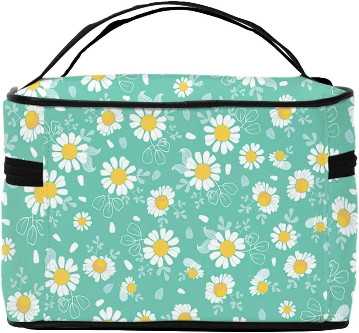 Daisy Flowers Travel Makeup Cosmetic Bag for Women Large Toiletry Bag Portable Accessories Storage Case Organizer