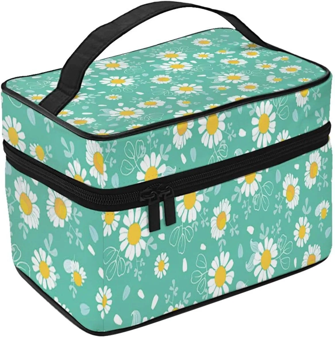 Daisy Flowers Travel Makeup Cosmetic Bag for Women Large Toiletry Bag Portable Accessories Storage Case Organizer