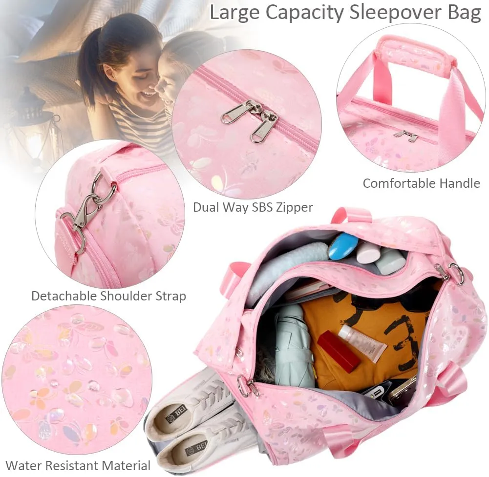 Dance Bag for Girls Soft Fluffy Ballet Bag Sports Gym Bag Travel Duffel Bag for Girls Water Resistant Overnight Sleepover Bags with Shoes Compartment