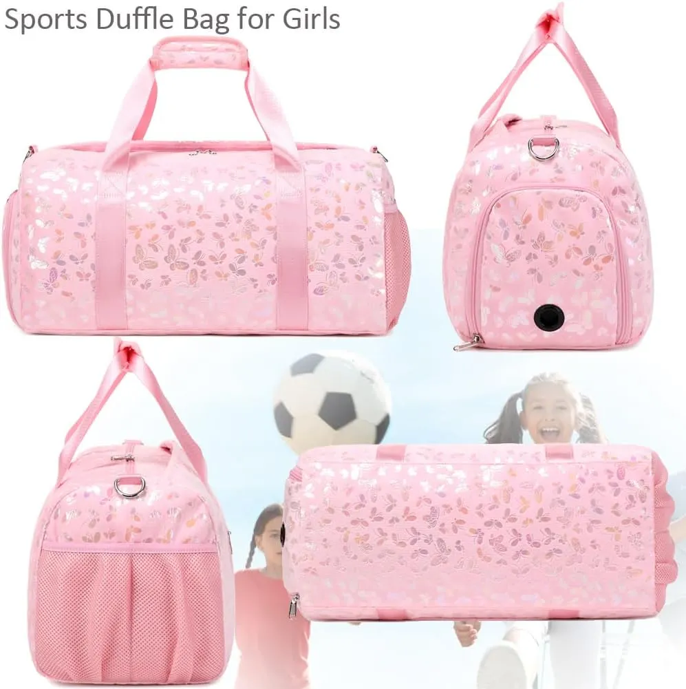 Dance Bag for Girls Soft Fluffy Ballet Bag Sports Gym Bag Travel Duffel Bag for Girls Water Resistant Overnight Sleepover Bags with Shoes Compartment