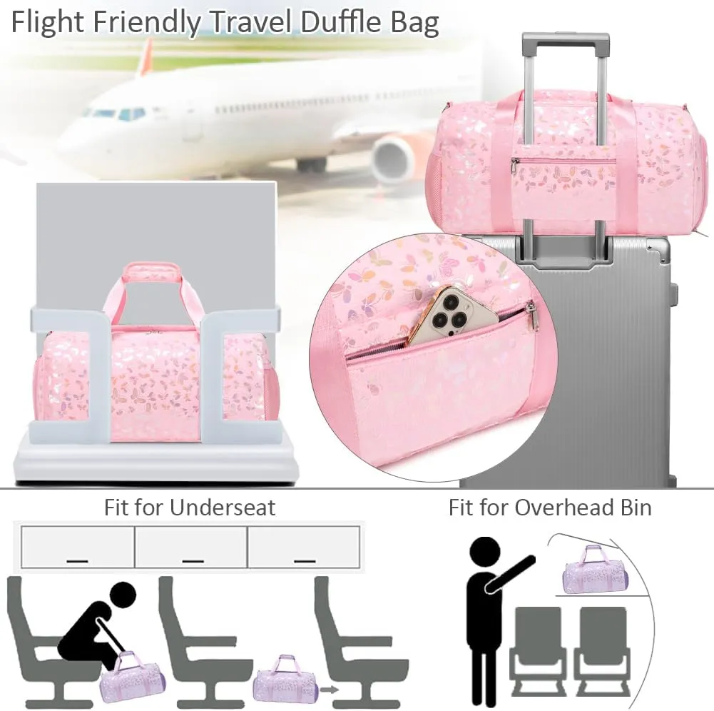 Dance Bag for Girls Soft Fluffy Ballet Bag Sports Gym Bag Travel Duffel Bag for Girls Water Resistant Overnight Sleepover Bags with Shoes Compartment