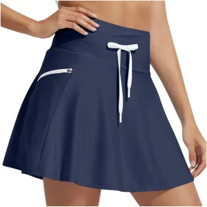 DDAPJ pyju Women's High Waisted Swim Skirt Tummy Control Tankini Swimsuit Skort Bathing Suit Bottoms with Zipper Pocket