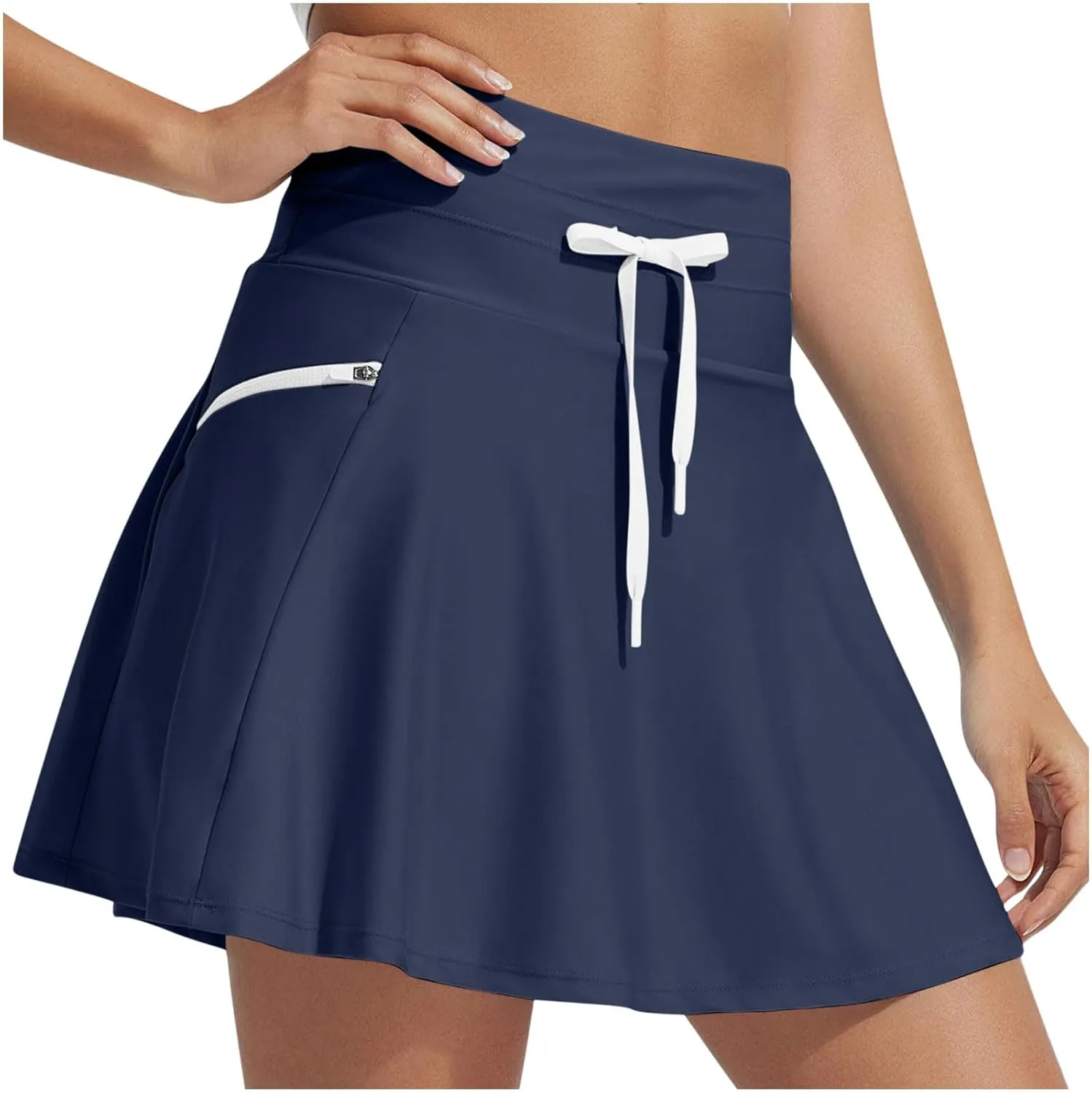 DDAPJ pyju Women's High Waisted Swim Skirt Tummy Control Tankini Swimsuit Skort Bathing Suit Bottoms with Zipper Pocket