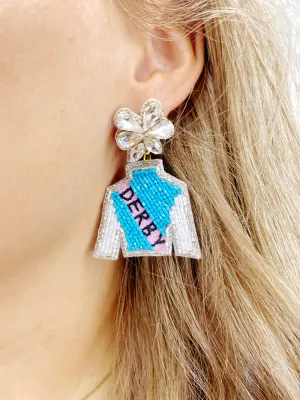 Derby Jockey Silks Earrings Pink-Green Sash