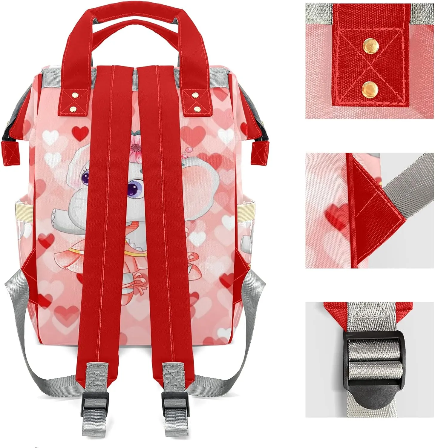 Diaper Bags Elephant Love Dance Tote Bags Backpack with Name Mommy Nursing Bags Gifts for Women Men