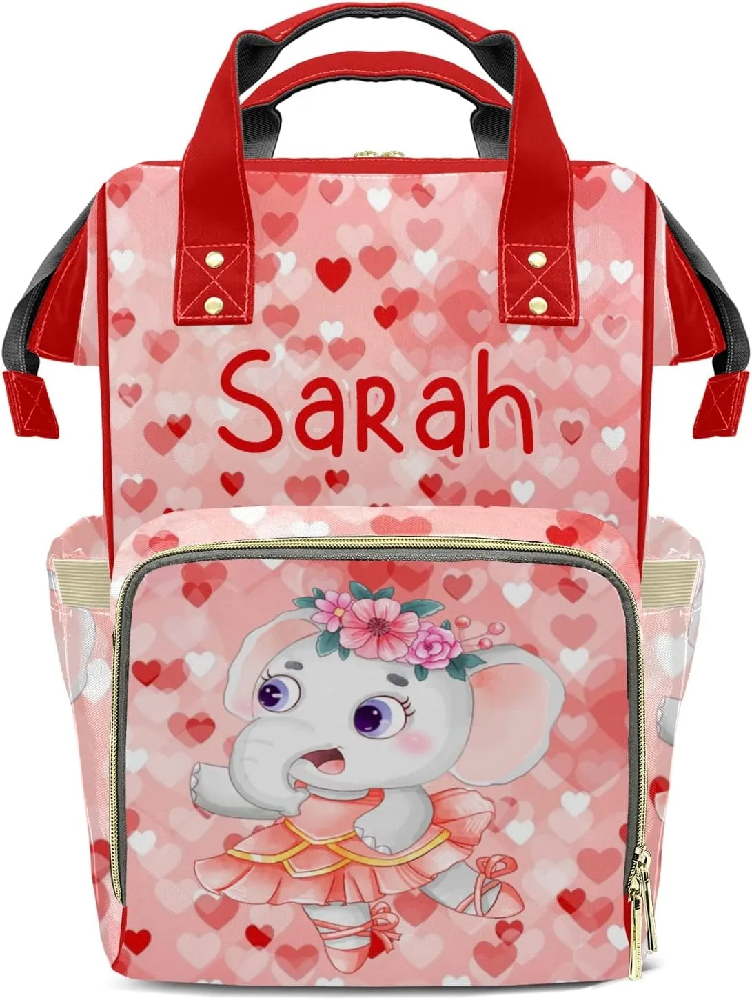 Diaper Bags Elephant Love Dance Tote Bags Backpack with Name Mommy Nursing Bags Gifts for Women Men