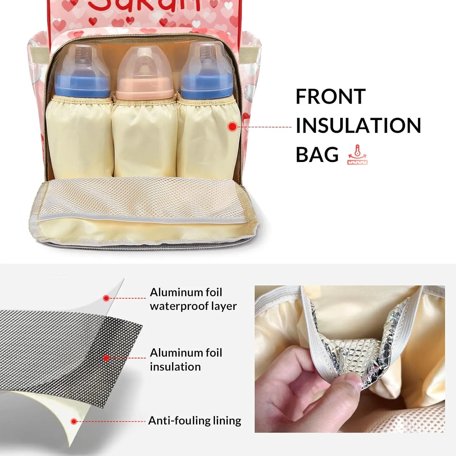 Diaper Bags Elephant Love Dance Tote Bags Backpack with Name Mommy Nursing Bags Gifts for Women Men