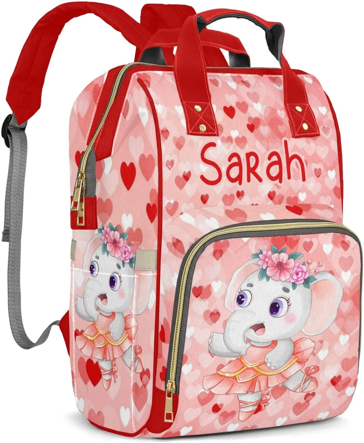 Diaper Bags Elephant Love Dance Tote Bags Backpack with Name Mommy Nursing Bags Gifts for Women Men