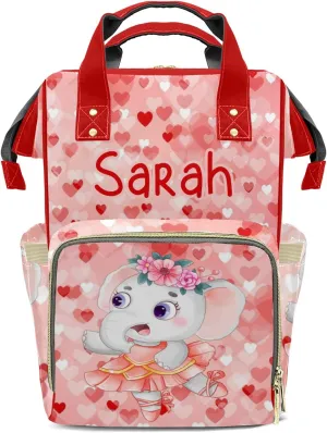 Diaper Bags Elephant Love Dance Tote Bags Backpack with Name Mommy Nursing Bags Gifts for Women Men