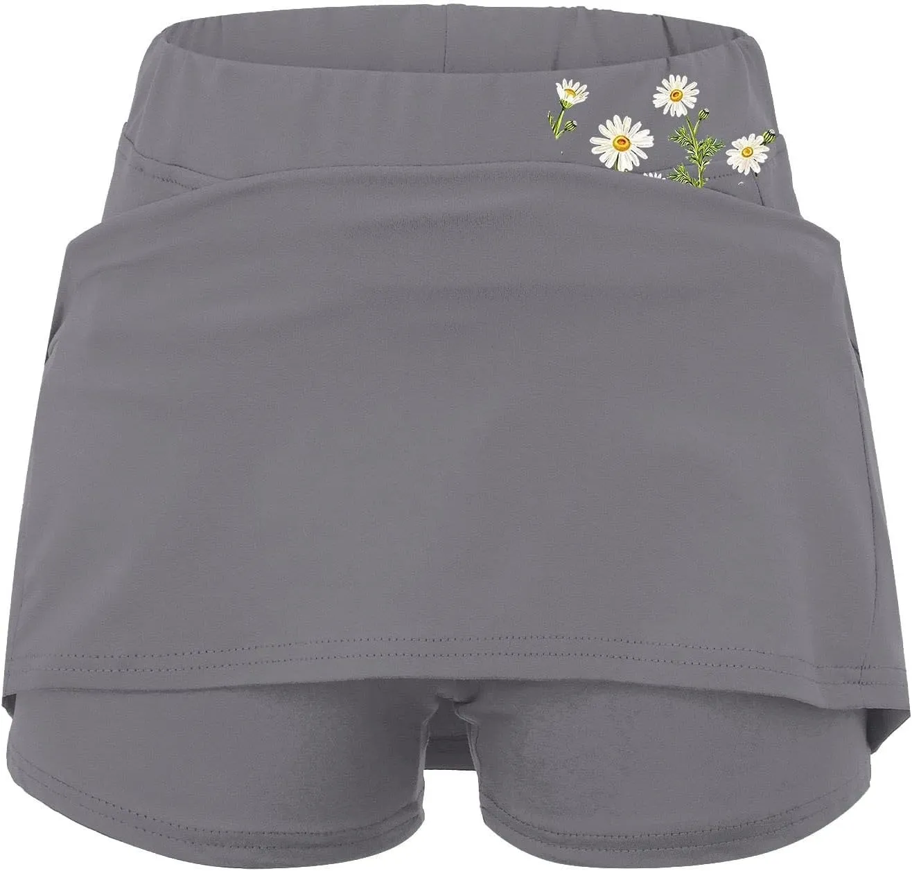 Double Layer Skorts for Women Lightweight Breathable High Waisted Skirt Tummy Control Casual Loose Shirts with Pockets