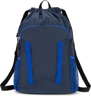 Drawstring Backpack for Kids Sports Gym Bag with Shoes Compartment, Water Resistant Beach Swim Bag String Backpack for Boys and Girls, Dark Blue