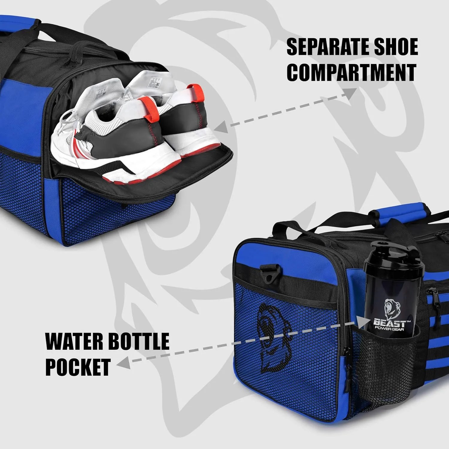Duffle Gym Bag for Men & Women  Large Duffel Athletic Gym Boxing Bag with Shoes Compartment, Wet Pocket  Fitness,Workout,MMA,BJJ,Jiu Jitsu Gym Bag