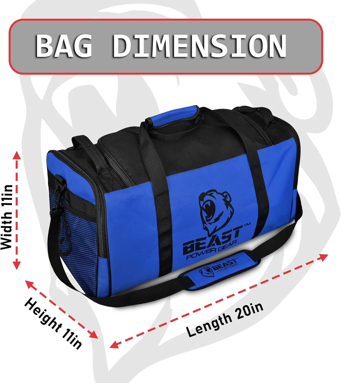 Duffle Gym Bag for Men & Women  Large Duffel Athletic Gym Boxing Bag with Shoes Compartment, Wet Pocket  Fitness,Workout,MMA,BJJ,Jiu Jitsu Gym Bag