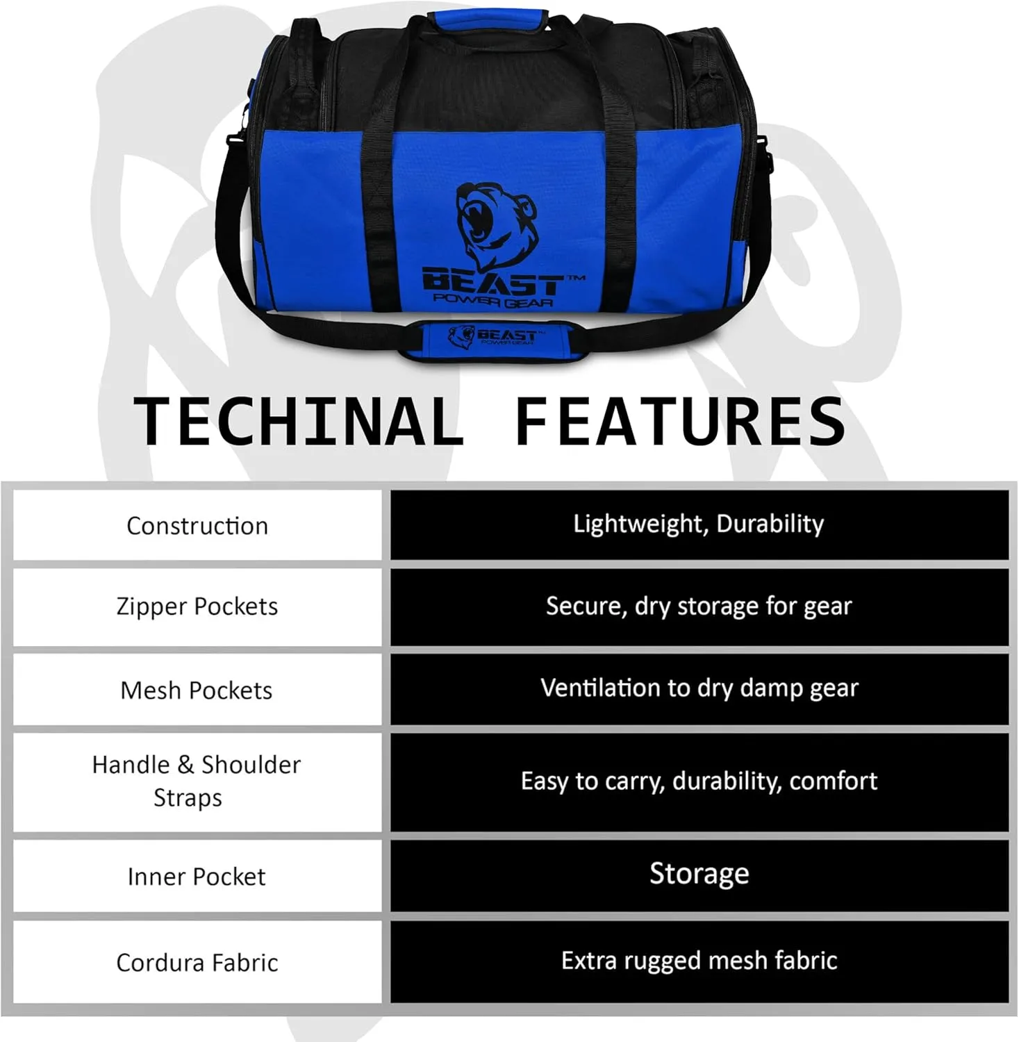 Duffle Gym Bag for Men & Women  Large Duffel Athletic Gym Boxing Bag with Shoes Compartment, Wet Pocket  Fitness,Workout,MMA,BJJ,Jiu Jitsu Gym Bag