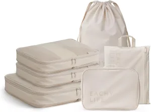 EACHY 6 Set Compression Packing Cubes for Travel & Carry-On, Space-Saving Luggage Organizers & Compression Bags for Clothes & Shoes, Ideal for Vacation & Cruise Essentials