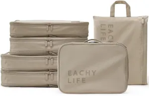 EACHY 6 Set Compression Packing Cubes for Travel & Carry-On, Space-Saving Luggage Organizers & Compression Bags for Clothes & Shoes, Ideal for Vacation & Cruise Essentials