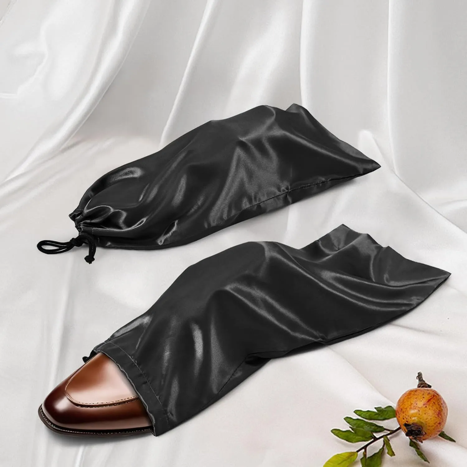 Ersmak 6 Pack Shoe Bags for Travel - Satin Shoe Bag with Drawstring - Black Shoe Storage Bags for Protecting Storage Shoes - 17.7 x 7.9 In