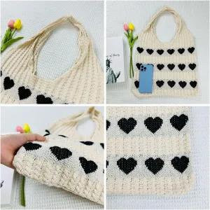 Fairy Grunge Aesthetic Shoulder Bag Purse for Women Girls Grunge Accessories Crochet Tote Beach Hobo Bag