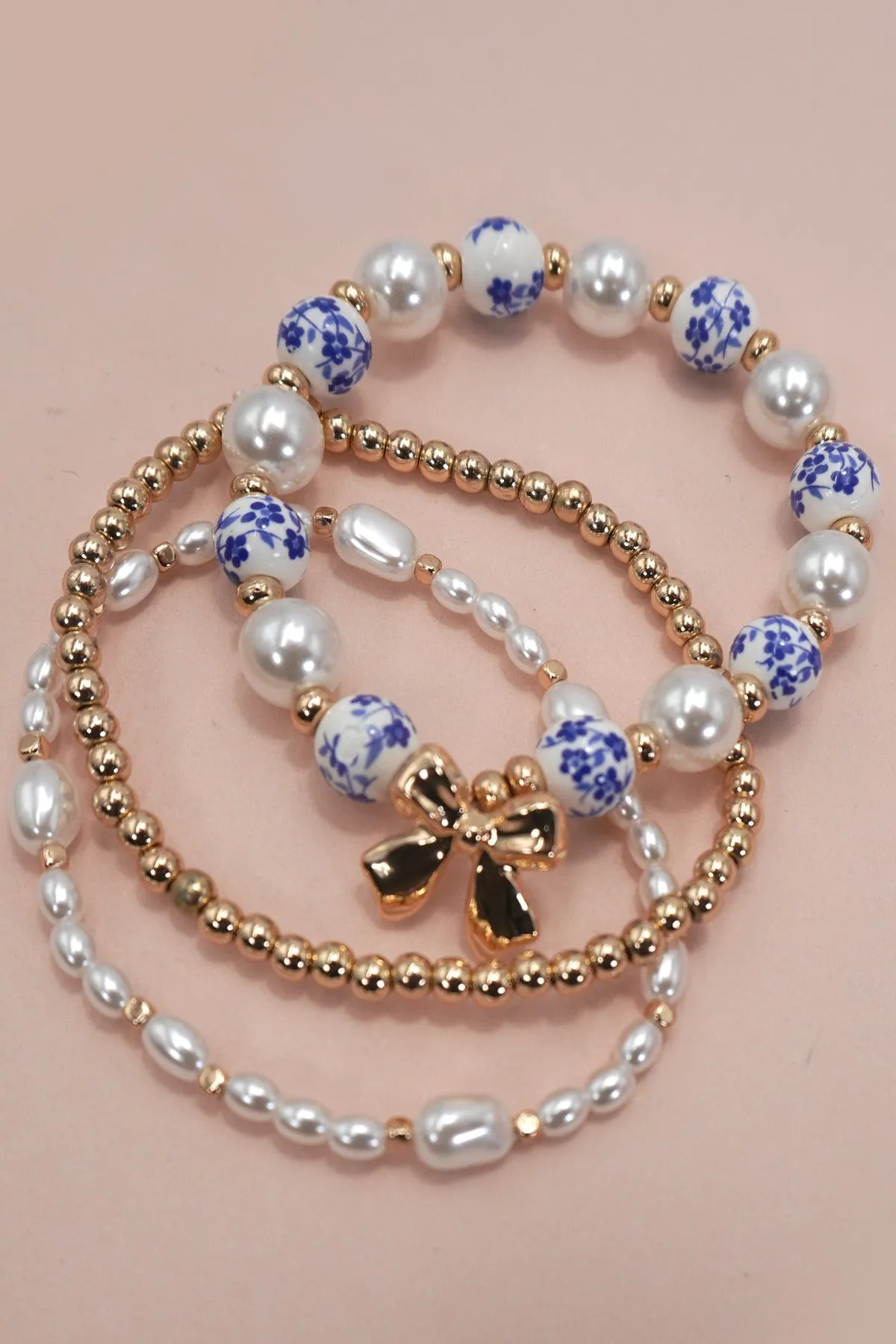 Faithlyn's Ceramic Porcelain Bow Multi-Layer Bracelet