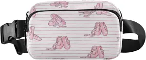 Fanny Packs for Women Men Pink Ballet Dance Shoes Belt Bag Waist Pouch Packs Crossbody Bag Running Hiking Fanny Pack Gifts for Girls Boys