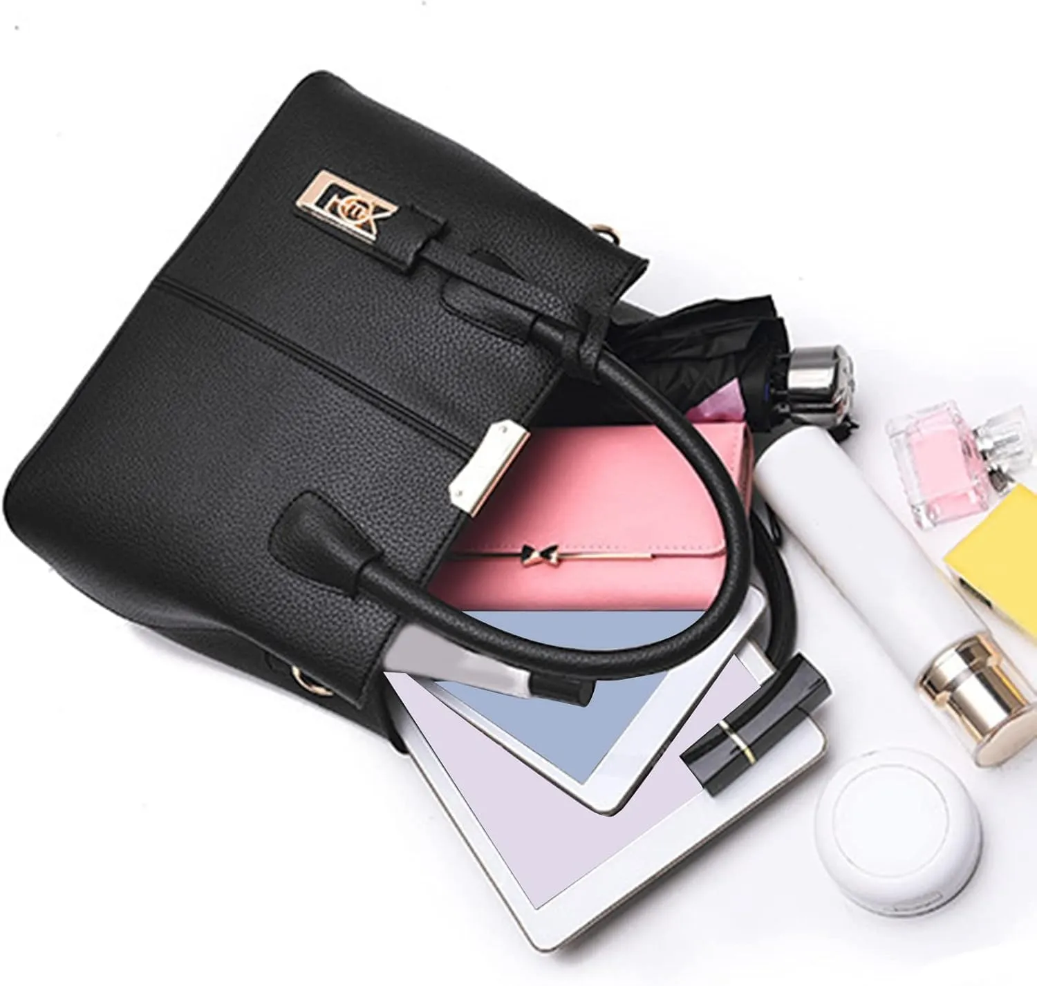 Fashion Handbag Simple Bag Large Capacity One Shoulder Women Bag Man Messenger Bags Small Leather (Black, One Size)