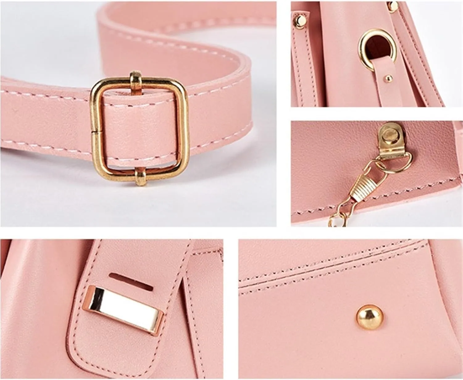 Fashion Women Bucket Handbag Large Capacity PU Leather Shoulder Bag Female Wild 3 Pcs Set Retro Tote Tassel