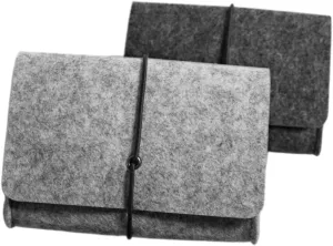 Felt Bag Passport Holder 2 Pack Portable Storage for Phone Electronics Accessories Bag Light Grey