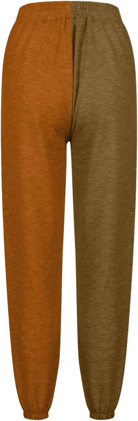 Fleece Straight Leg Sweatpants for Women Elastic High Waisted Joggers with Pockets Lightweight Cinch Bottom Trousers