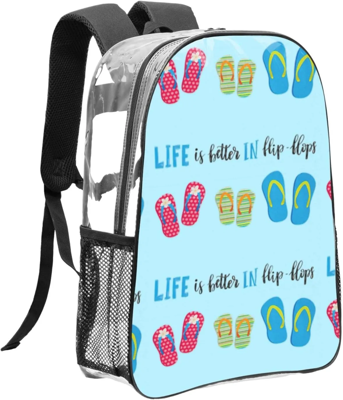 Flip Flops Beach Shoes Large Clear Backpack,Thick Pvc Clear Bag For Sports Event, Concert,Festival Suitable Adult