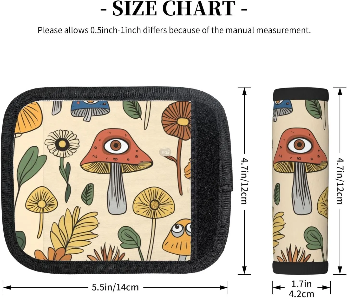 Flowers Mushrooms Eyes Luggage Handles Wrap Grips For Suitcases Luggage Travel Accessories For Airplane 2pcs