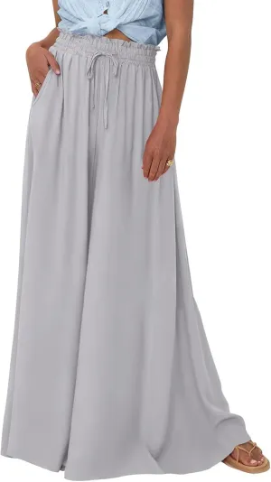 Flowy Pants for Women Wide Leg Palazzo Pants High Waisted Pant 2024 Summer Lounge Floral Print Boho Beach Trousers
