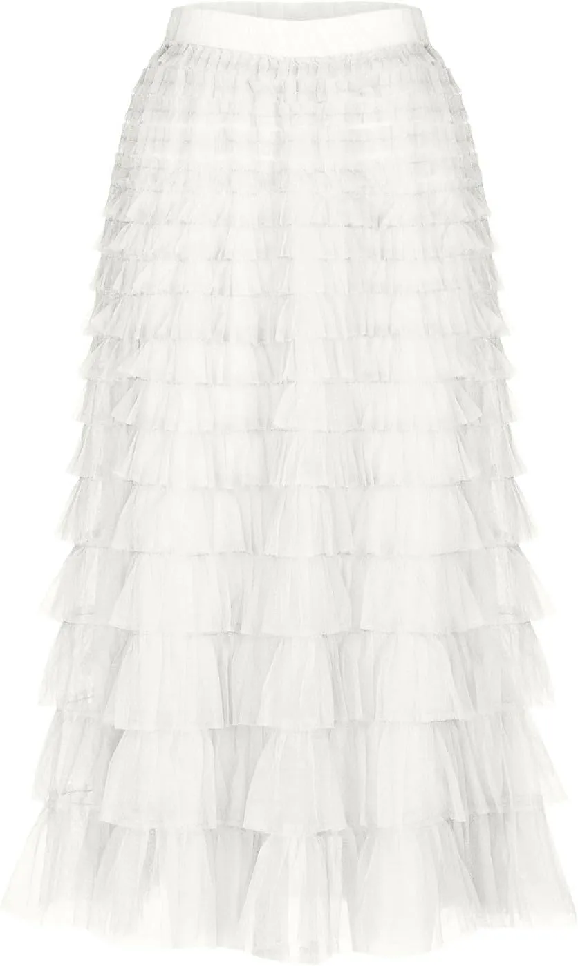 Flowy Skirts for Women A-Line Skirt Casual Layered Skirt Elegant Breathable Flowy Midi Length Skirts Work Skirt