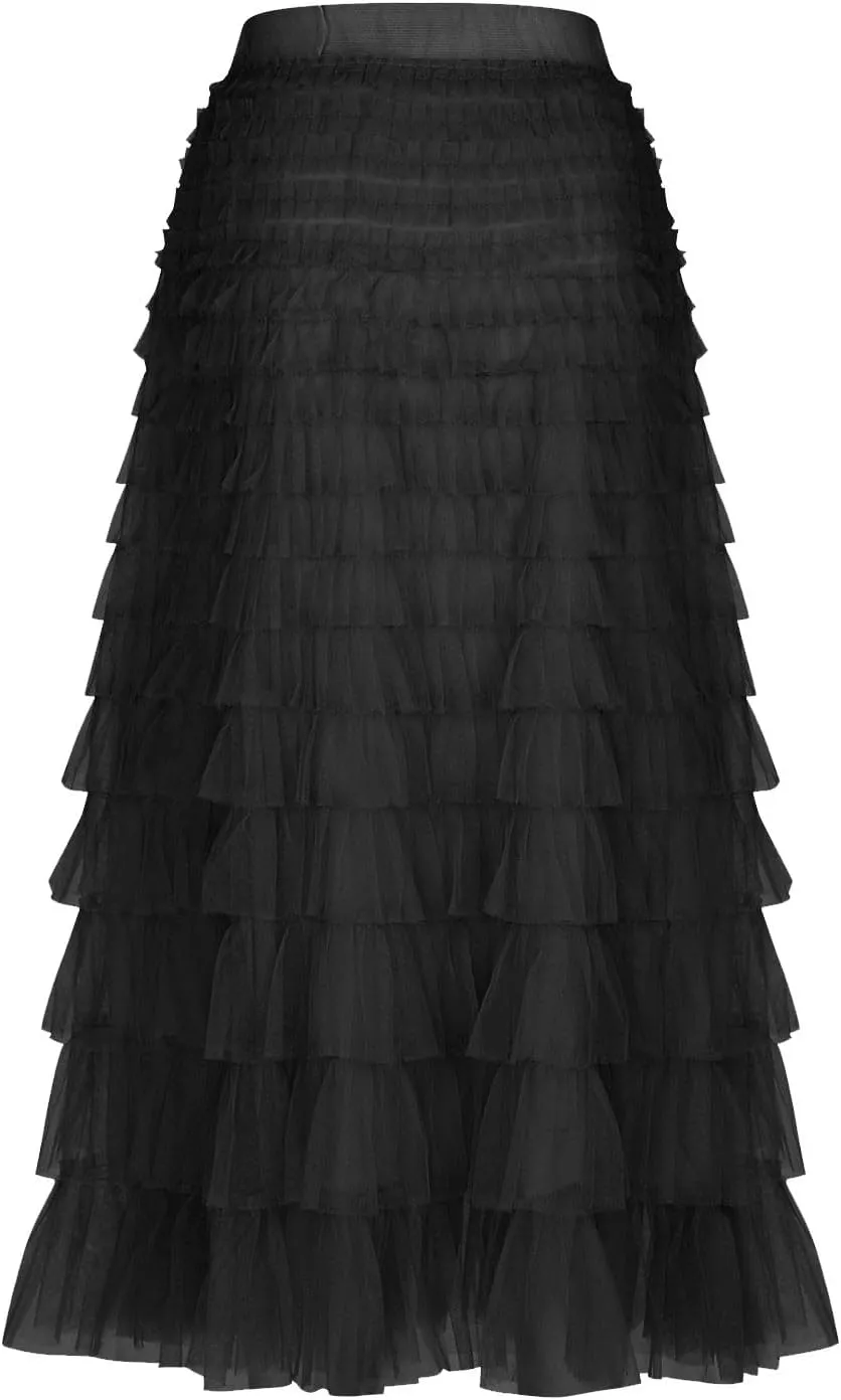 Flowy Skirts for Women A-Line Skirt Casual Layered Skirt Elegant Breathable Flowy Midi Length Skirts Work Skirt