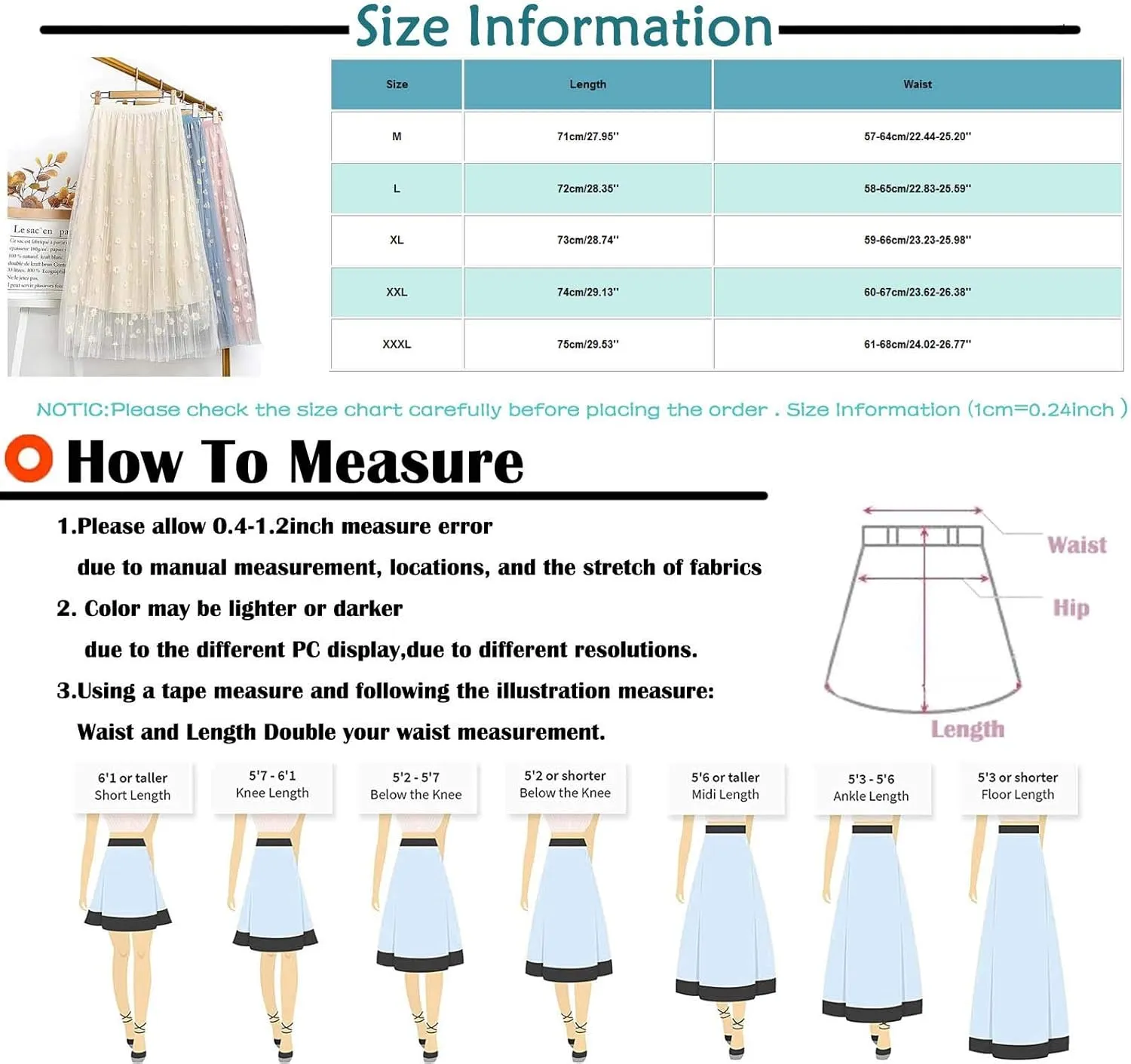 Flowy Skirts for Women Daisy Print High Waisted Bohemian Maxi Length Casual Skirt with Elastic Waist Layered Design