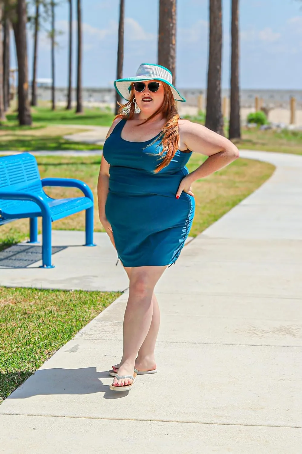 FOREYOND Women's Plus Size Swimdress One Piece Tummy Control Swimsuits Modest Full Coverage Bathing Suits Swimwear
