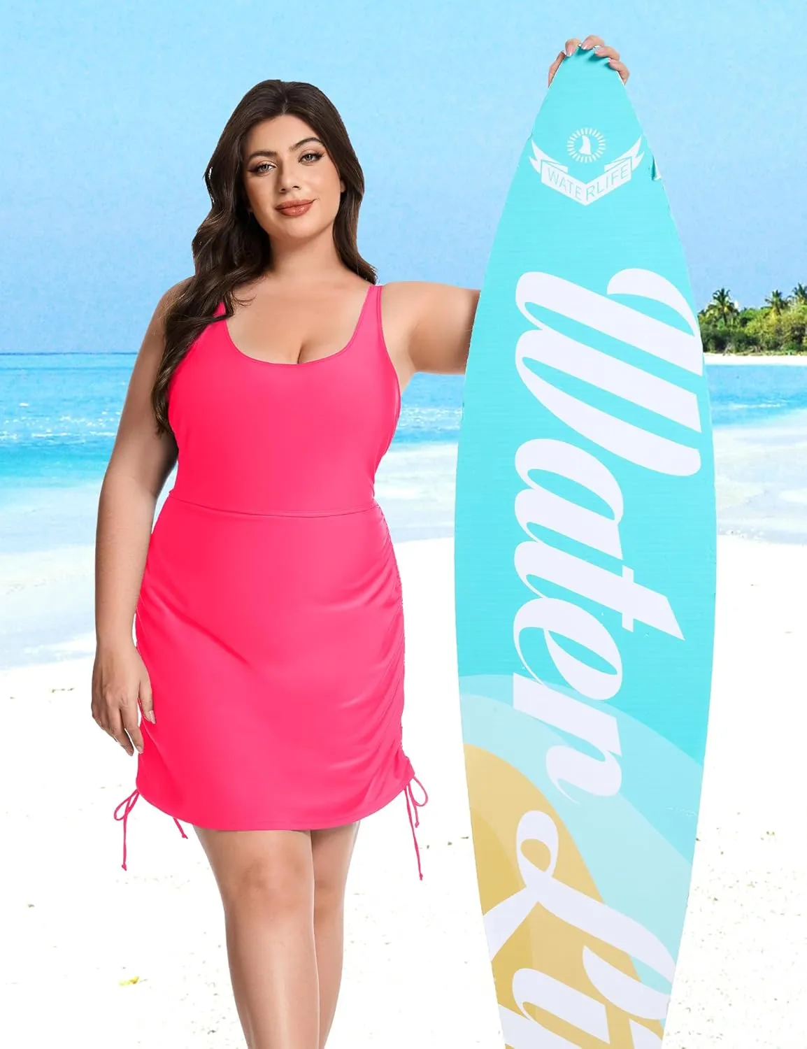 FOREYOND Women's Plus Size Swimdress One Piece Tummy Control Swimsuits Modest Full Coverage Bathing Suits Swimwear