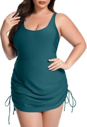 FOREYOND Women's Plus Size Swimdress One Piece Tummy Control Swimsuits Modest Full Coverage Bathing Suits Swimwear
