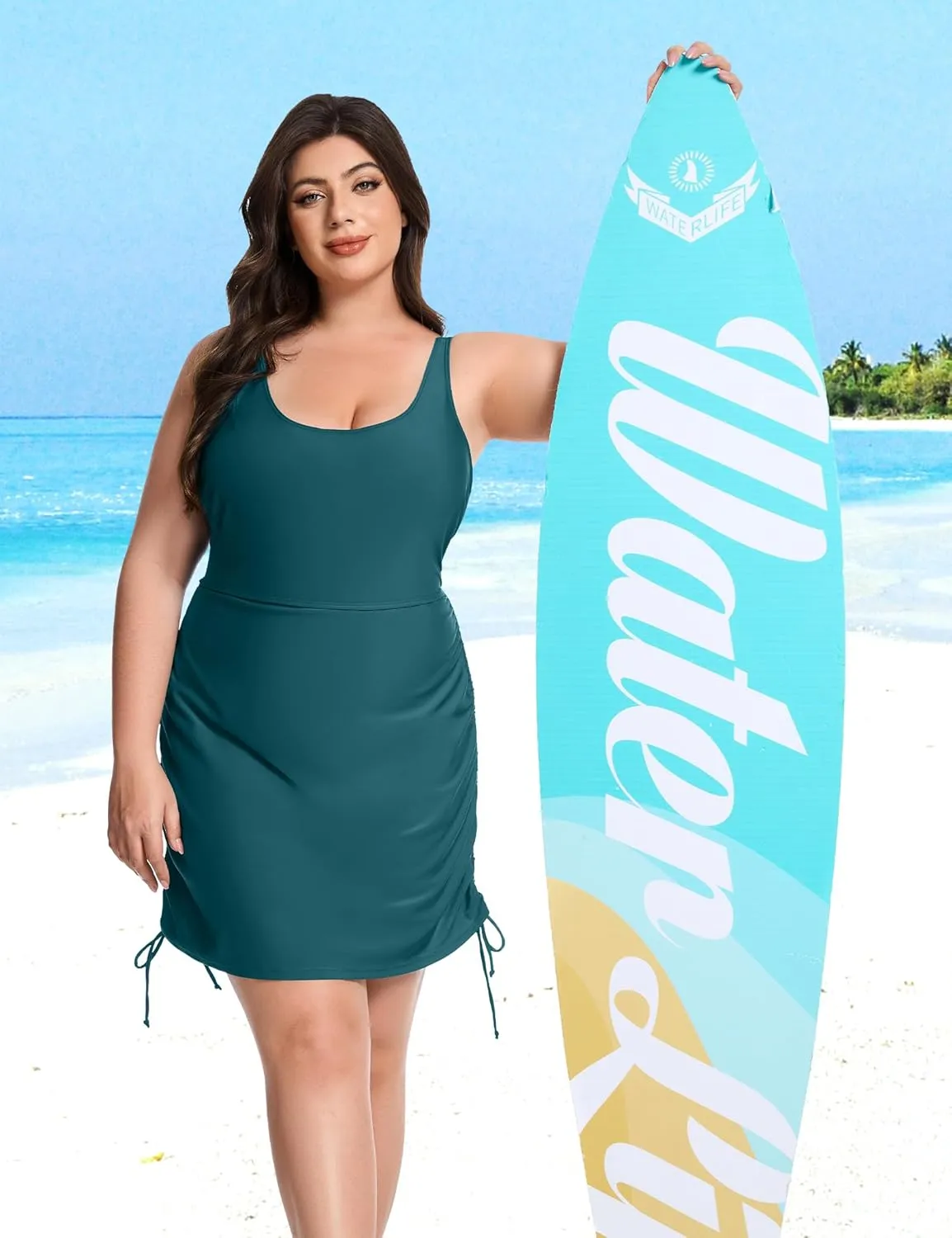 FOREYOND Women's Plus Size Swimdress One Piece Tummy Control Swimsuits Modest Full Coverage Bathing Suits Swimwear