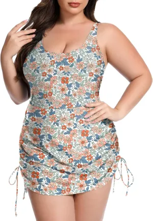 FOREYOND Women's Plus Size Swimdress One Piece Tummy Control Swimsuits Modest Full Coverage Bathing Suits Swimwear