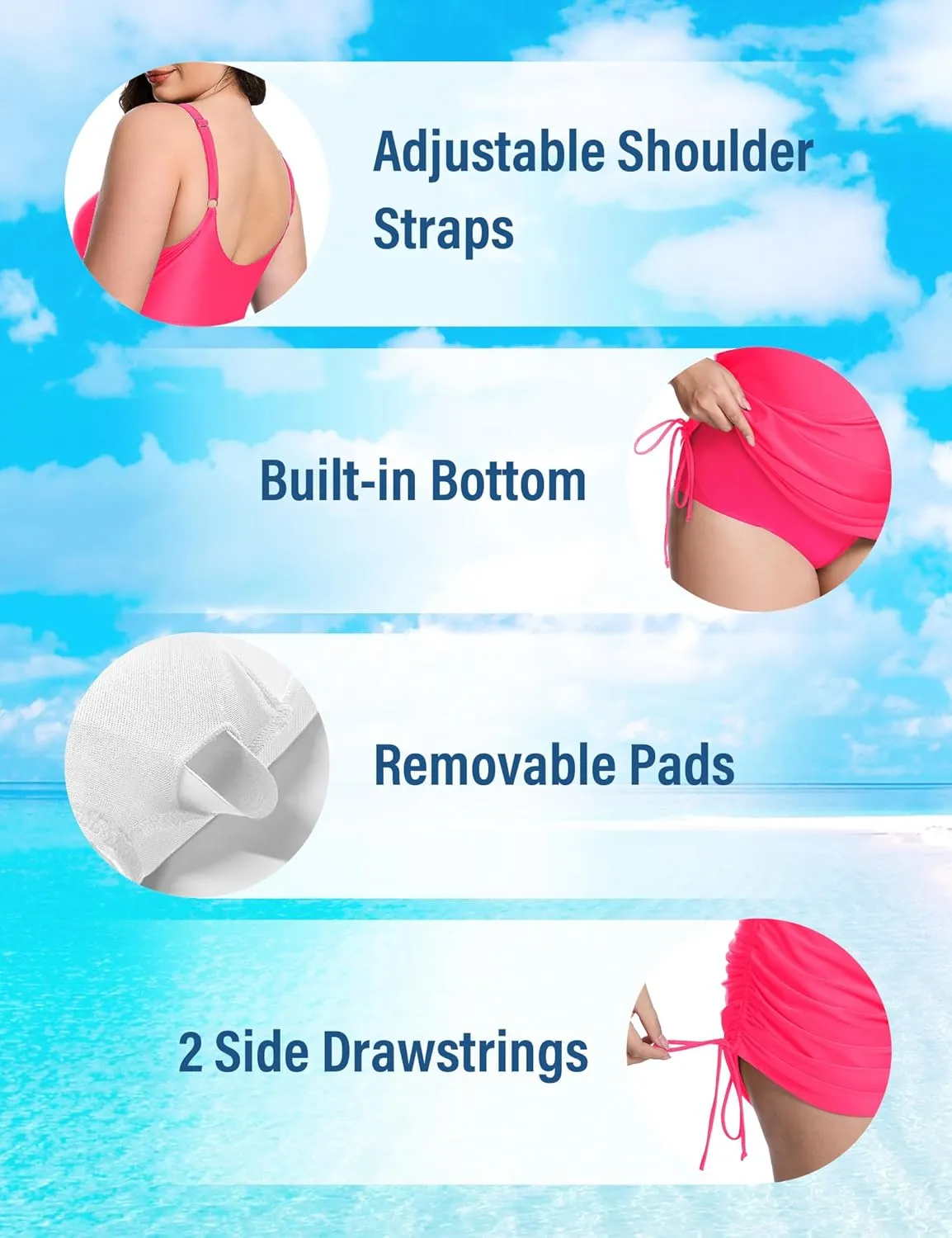 FOREYOND Women's Plus Size Swimdress One Piece Tummy Control Swimsuits Modest Full Coverage Bathing Suits Swimwear