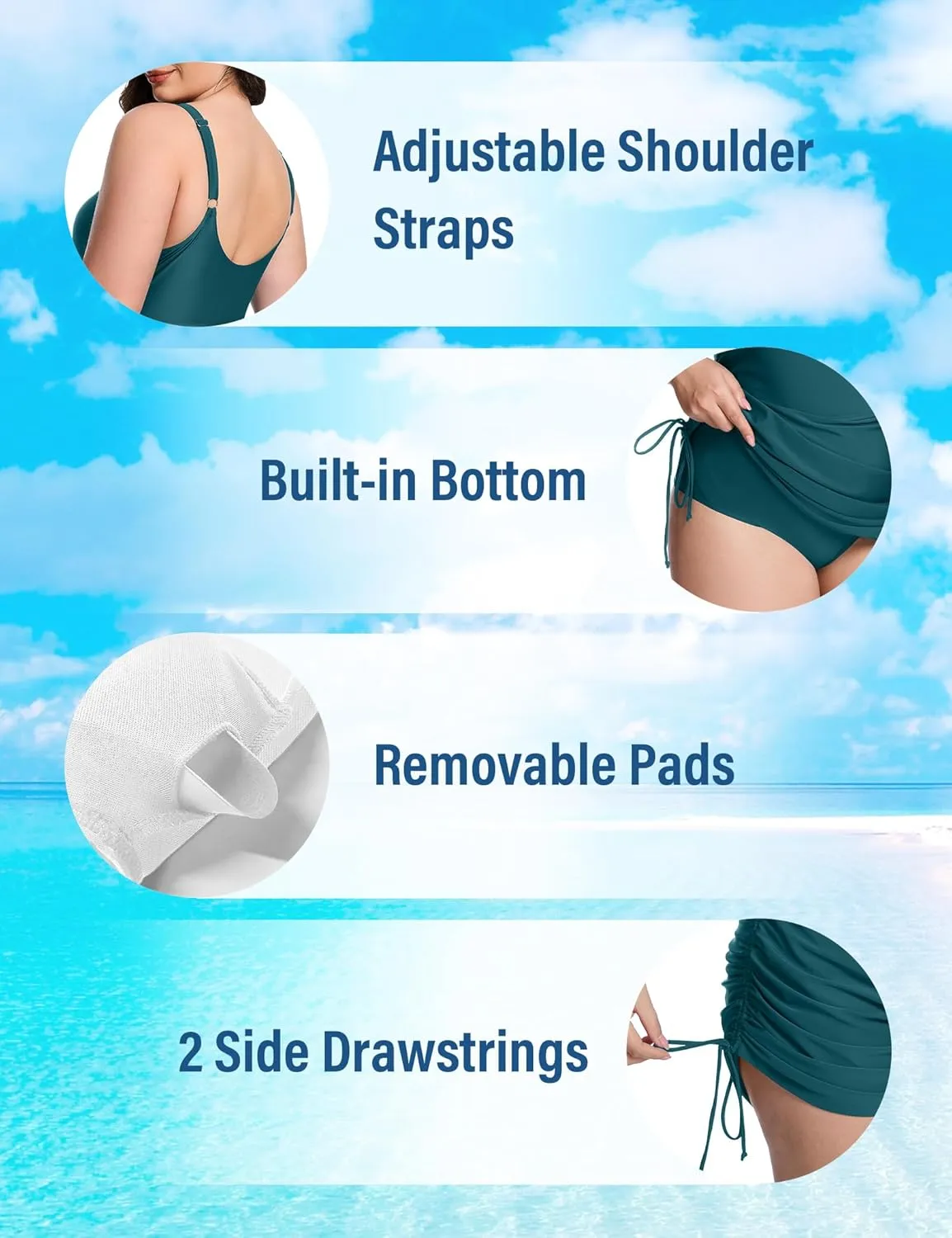 FOREYOND Women's Plus Size Swimdress One Piece Tummy Control Swimsuits Modest Full Coverage Bathing Suits Swimwear